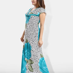Be You Floral Printed V-Neck Satin Maternity Maxi Nightdress