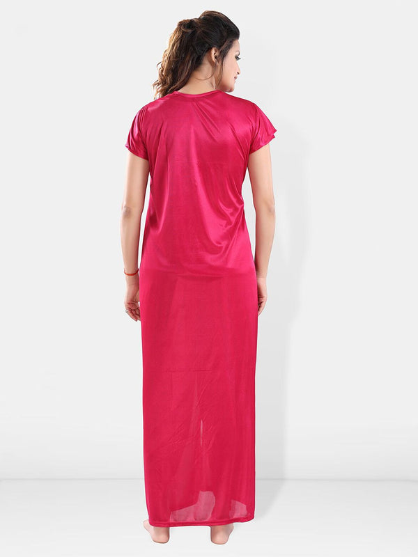 Be You V-Neck Satin Night Suit With Robe