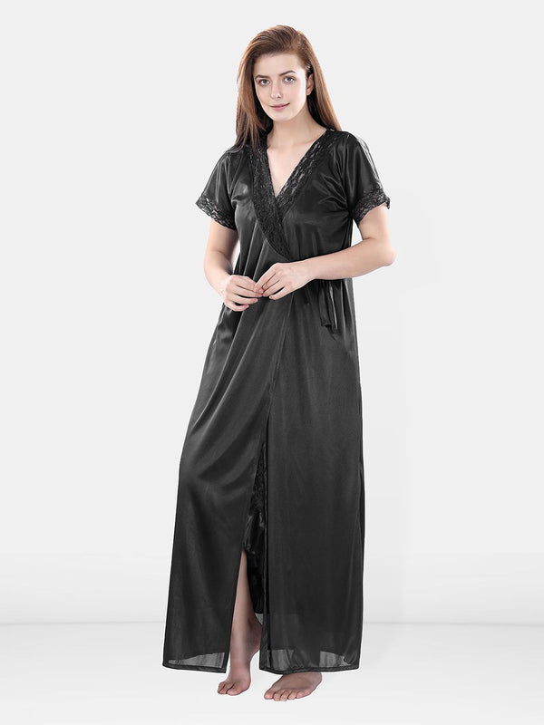 Be You Satin Wrap Nightdress With Robe