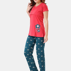 Be You Floral Printed Feeding Maternity Night Suit