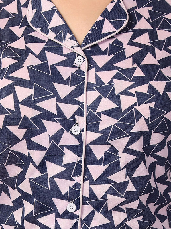 Be You Geometric Printed Night suit