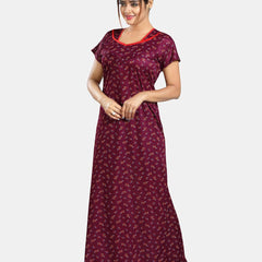 Be You Floral Printed V-Neck Satin Maxi Nightdress