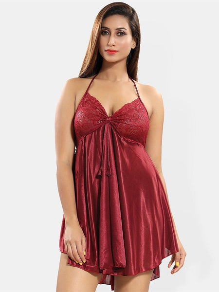 Be You Satin Halter Neck Baby Doll