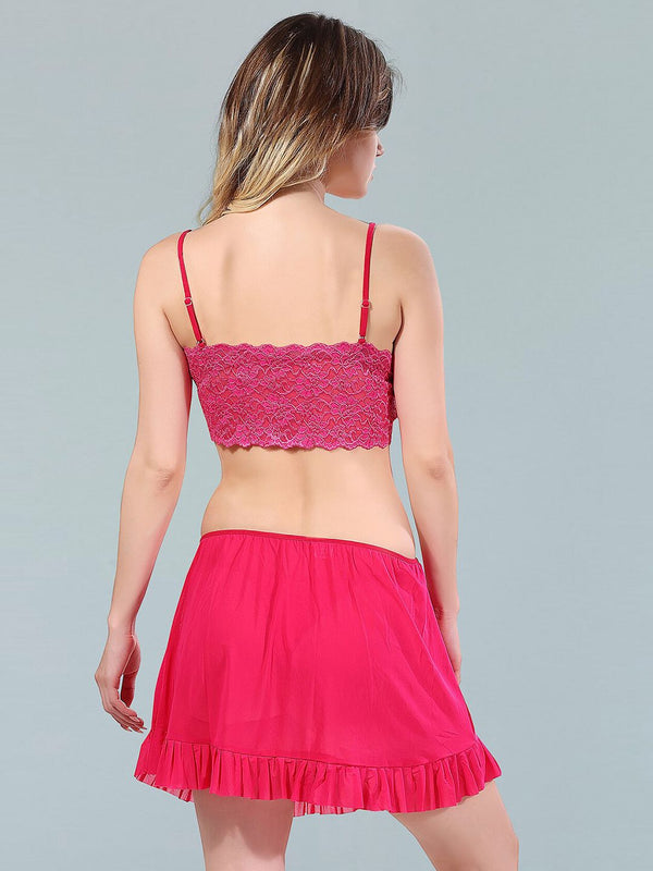 Be You Pink & Red Net Baby Doll
