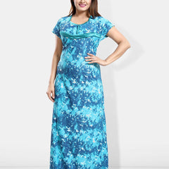 Be You Abstract Printed Maxi Satin Maternity Nightdress