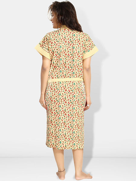 Be You Women Printed Cotton Anti-bacterial Super Soft Bath Robe With Belt