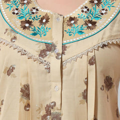 Be You Cream-Coloured Embroidered Maxi Nightdress