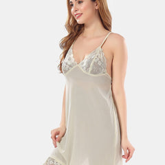 Be You Net Above Knee Length Nightdress With Robe