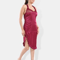 Be You V-Neck Satin Lace Night Suit With Robe