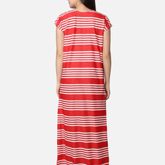 Be You Women Red Printed Maxi Nightdress Nursing / Feeding Gown