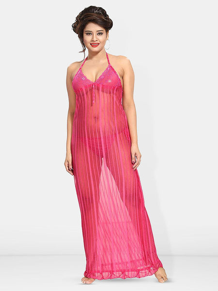 Be You Halter Neck Net Baby Doll With Briefs