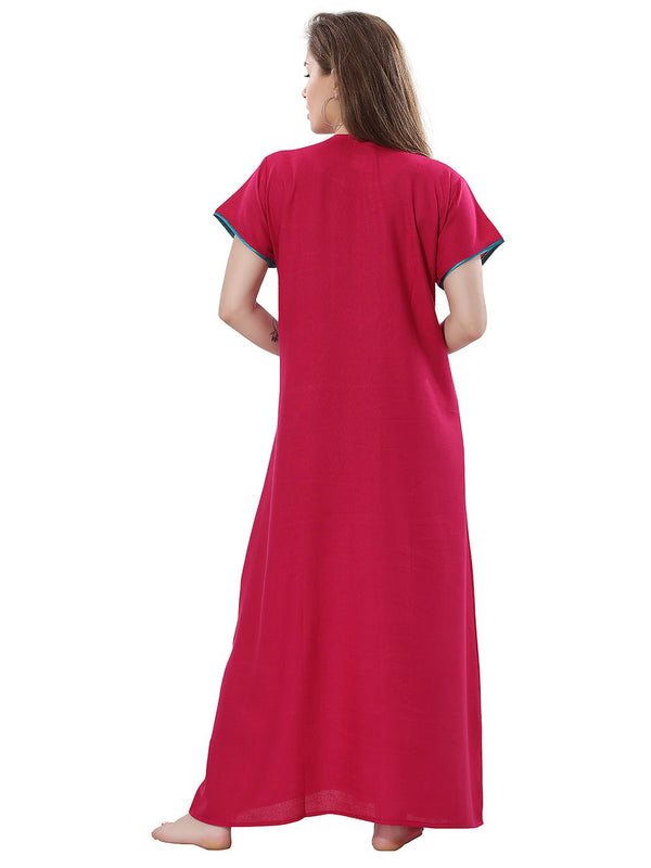 Be You Pink Embroidered Maxi Nightdress