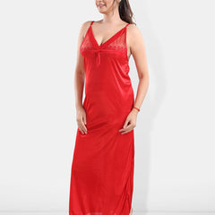 Be You V-Neck Satin Lace Night Suit With Robe