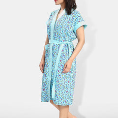 Be You Women Printed Cotton Anti-bacterial Super Soft Bath Robe With Belt