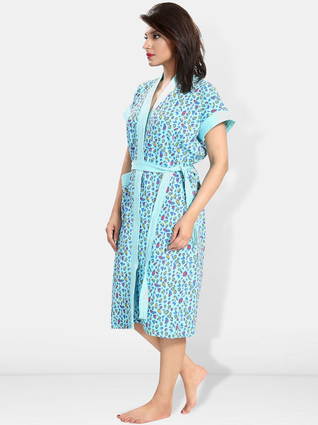 Be You Women Printed Cotton Anti-bacterial Super Soft Bath Robe With Belt