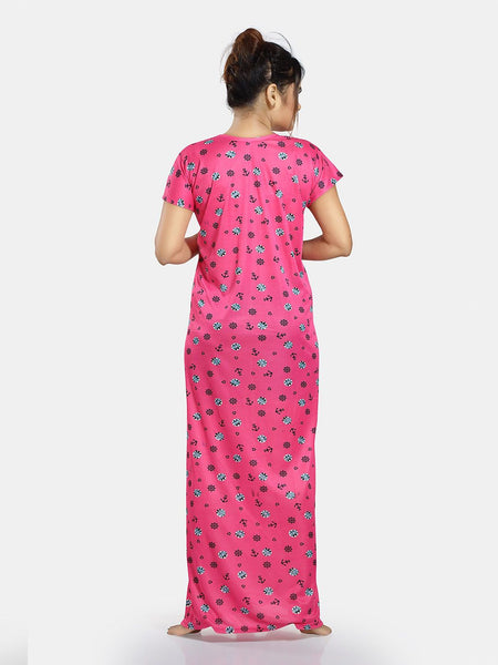 Be You Floral Printed Satin Maternity Maxi Sweat Nightdress