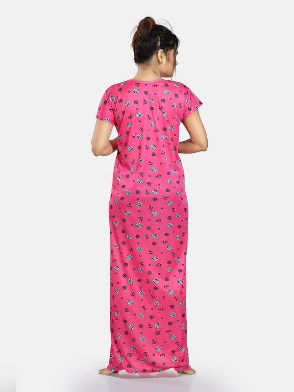 Be You Floral Printed Satin Maternity Maxi Sweat Nightdress
