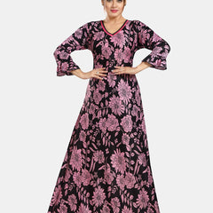 Be You Floral Printed V-Neck Satin Maxi Nightdress