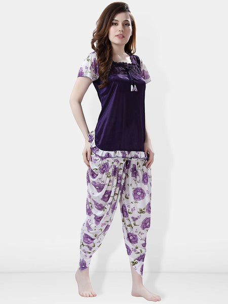 Be You Floral Printed Satin Night suit