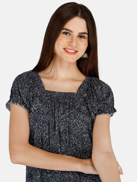 Be You Women Printed Satin Maxi Nightdress