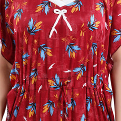 Be You Floral Printed V-Neck Satin Kaftan Nightdress