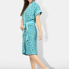 Be You Women Printed Cotton Anti-bacterial Super Soft Bath Robe With Belt