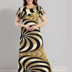 Be You Sarina Satin Spiral Printed Maternity Maxi Nightdress