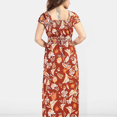 Be You Floral Printed Square Neck Maxi Nightdress