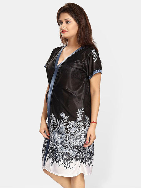 Be You Women Satin Floral Printed Nightwear Set