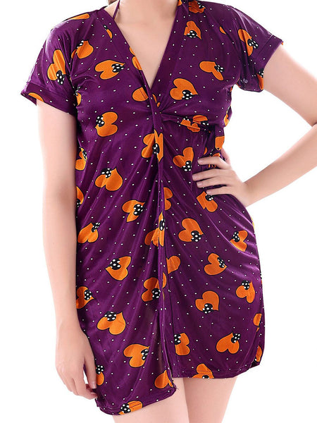 Be You Women Set of 3 Purple Printed Nightdress