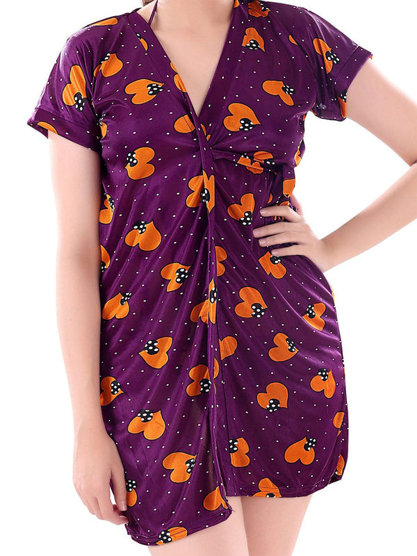 Be You Women Set of 3 Purple Printed Nightdress