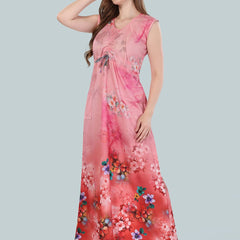 Be You Peach-Coloured Printed Maxi Nightdress