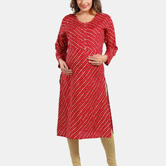Be You Leheriya Printed Round Neck Kurta