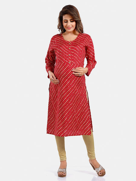 Be You Leheriya Printed Round Neck Kurta