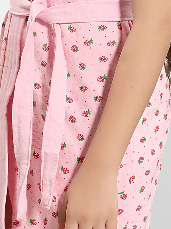 Be You Pink Conversational Cotton Drawstring Knee Length Bath Robe