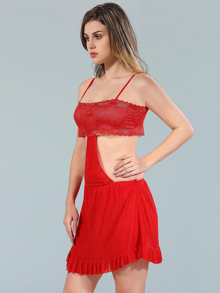 Be You Red Net Baby Doll