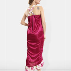 Be You Floral Printed 5 Pieces Satin Nightdress