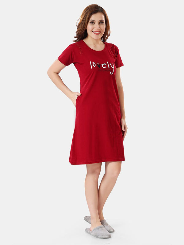 Be You Typographic Printed T-shirt Nightdress