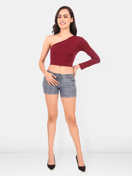 Be You One Shoulder Cotton Crop Top