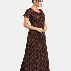 Be You Floral Printed Satin Maternity Maxi Nightdress