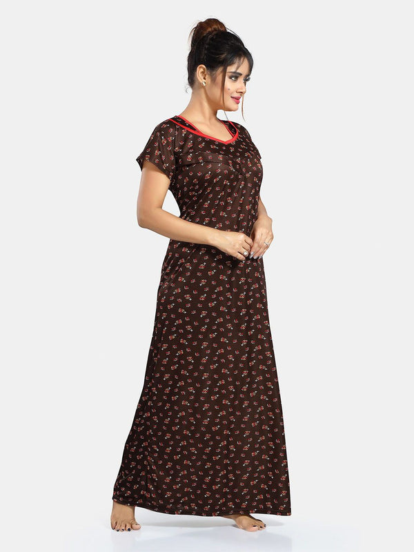 Be You Floral Printed Satin Maternity Maxi Nightdress