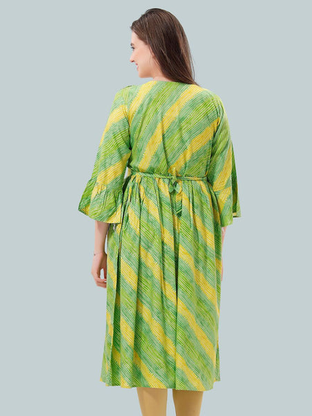 Be You Women Striped Bell Sleeves Maternity Kurta