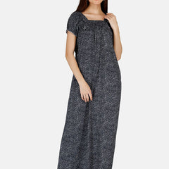 Be You Women Printed Satin Maxi Nightdress
