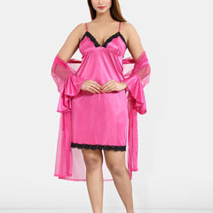 Be You Sleeveless Net Nightdress With Robe
