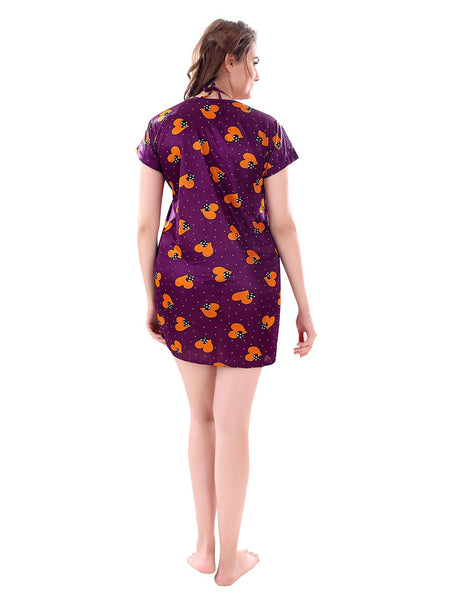 Be You Women Set of 3 Purple Printed Nightdress