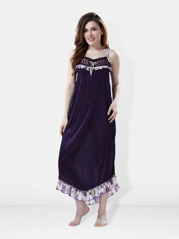 Be You Floral Printed Satin Maxi Nightdress