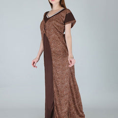 Be You Women Printed Satin Maxi Nightdress