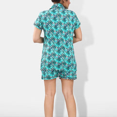 Be You Lapel Collar Geometric Printed Printed Night suit