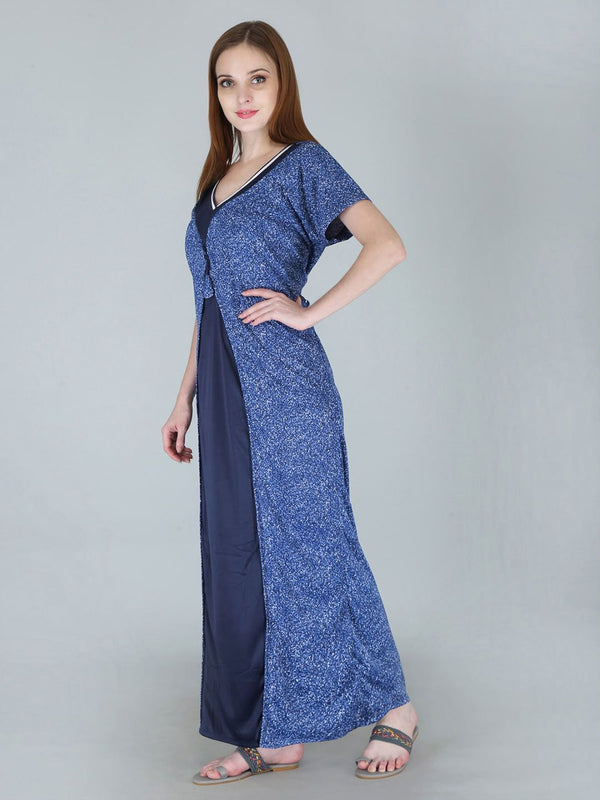 Be You Women Printed Satin Maxi Nightdress