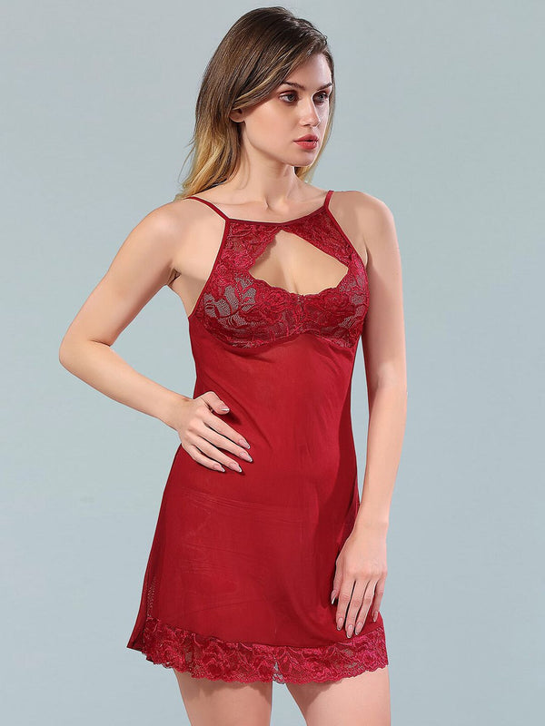 Be You Maroon Net Baby Doll